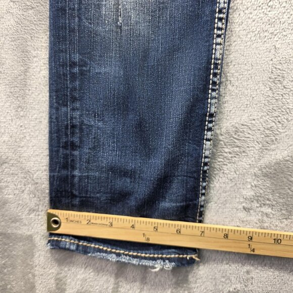 Silver Jeans Co Jeans Womens 28 Blue Aiko Mid Capri Distressed Embroidered Denim - Picture 11 of 11